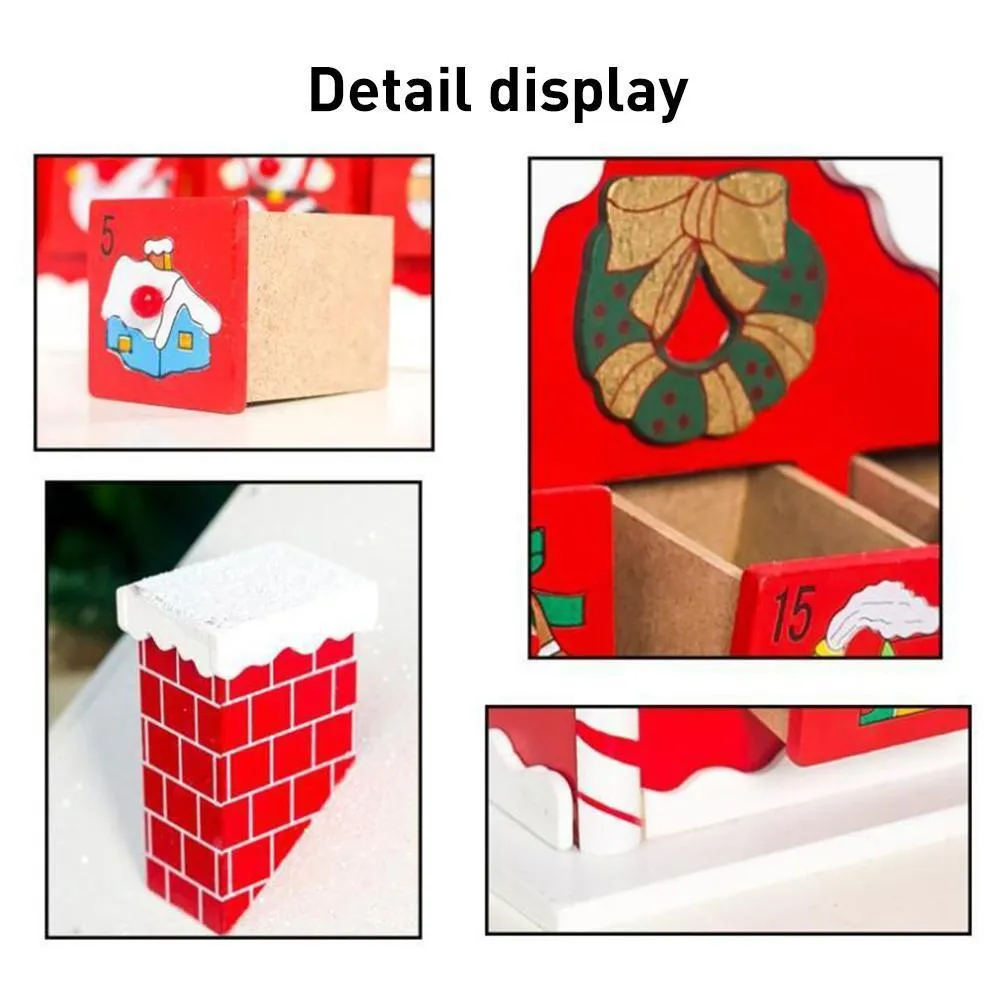 Calendário de madeira do advento do Natal com gavetas Children039s Caixa de armazenamento de presentes de doces Calendário de Natal Decoração de Natal Y20108070358