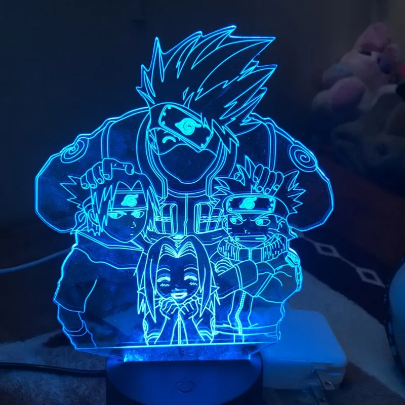 Colorido Nightlight Anime Uzumaki Crianças lideradas Night Light M 7 Kakashi Hatake Decoração de quarto infantil Sasuke Uchiha 3D Lâmpada 2010283502816