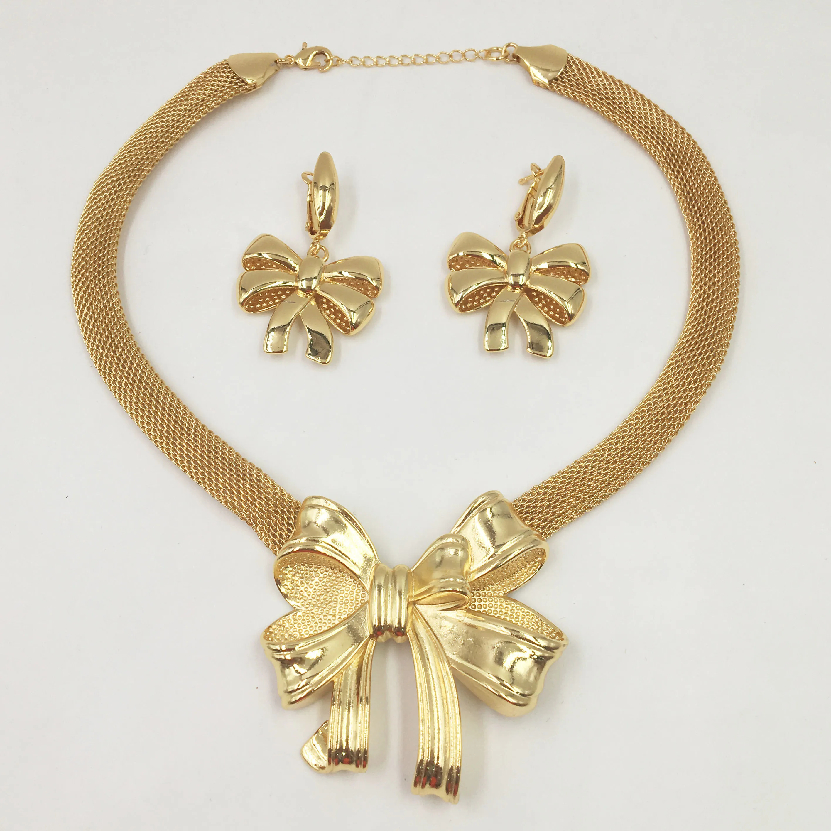 Dubai Gold Halskette Ohrringe Kollektion Mode Nigeria Hochzeit Afrikanische Perlen Schmuck Kollektion Italienisches Damen Schmuckset 248R
