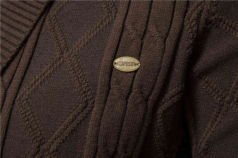 AIOPESON coton Argyle Cardigan hommes décontracté simple boutonnage couleur unie affaires hommes Cardigans hiver mode pull homme 220125