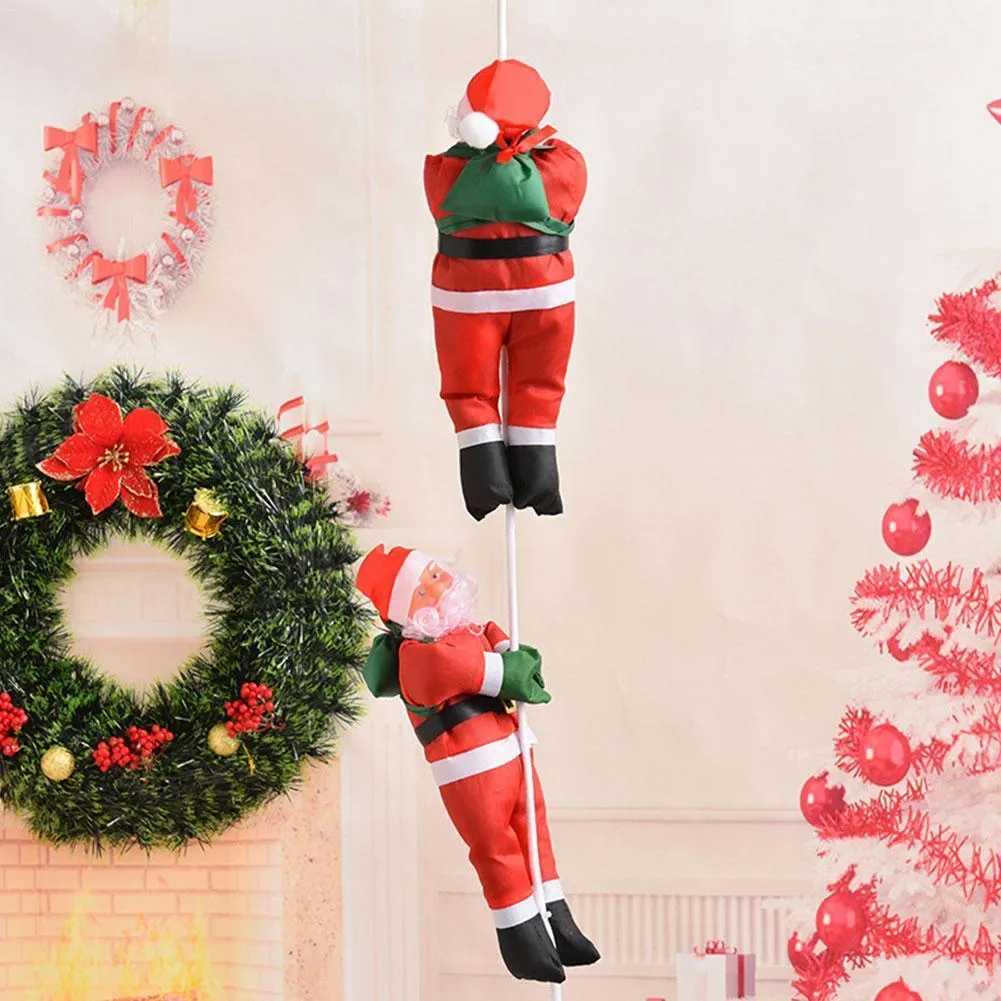 Jul Santa Claus Doll Pendant Climbing Rope Ladder Year Ornament Tree Hanging Decor Party Supplies Y201020