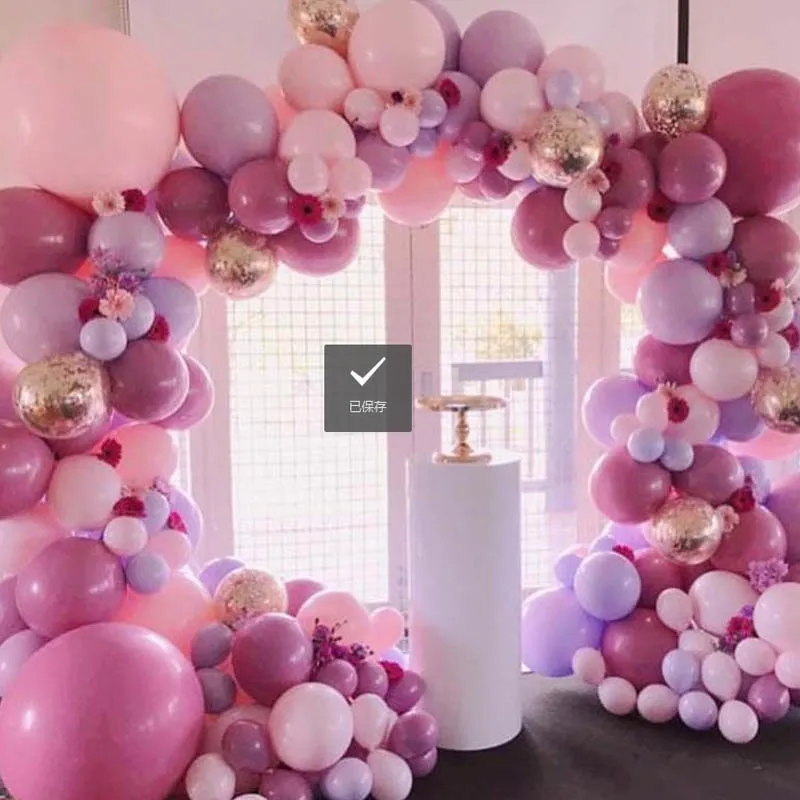Macaron Balloons Arch Pastel White Pink Ballon Garland Gold Metal Confetti Globos Wedding Party Decor Baby Shower Ball MZ T200526