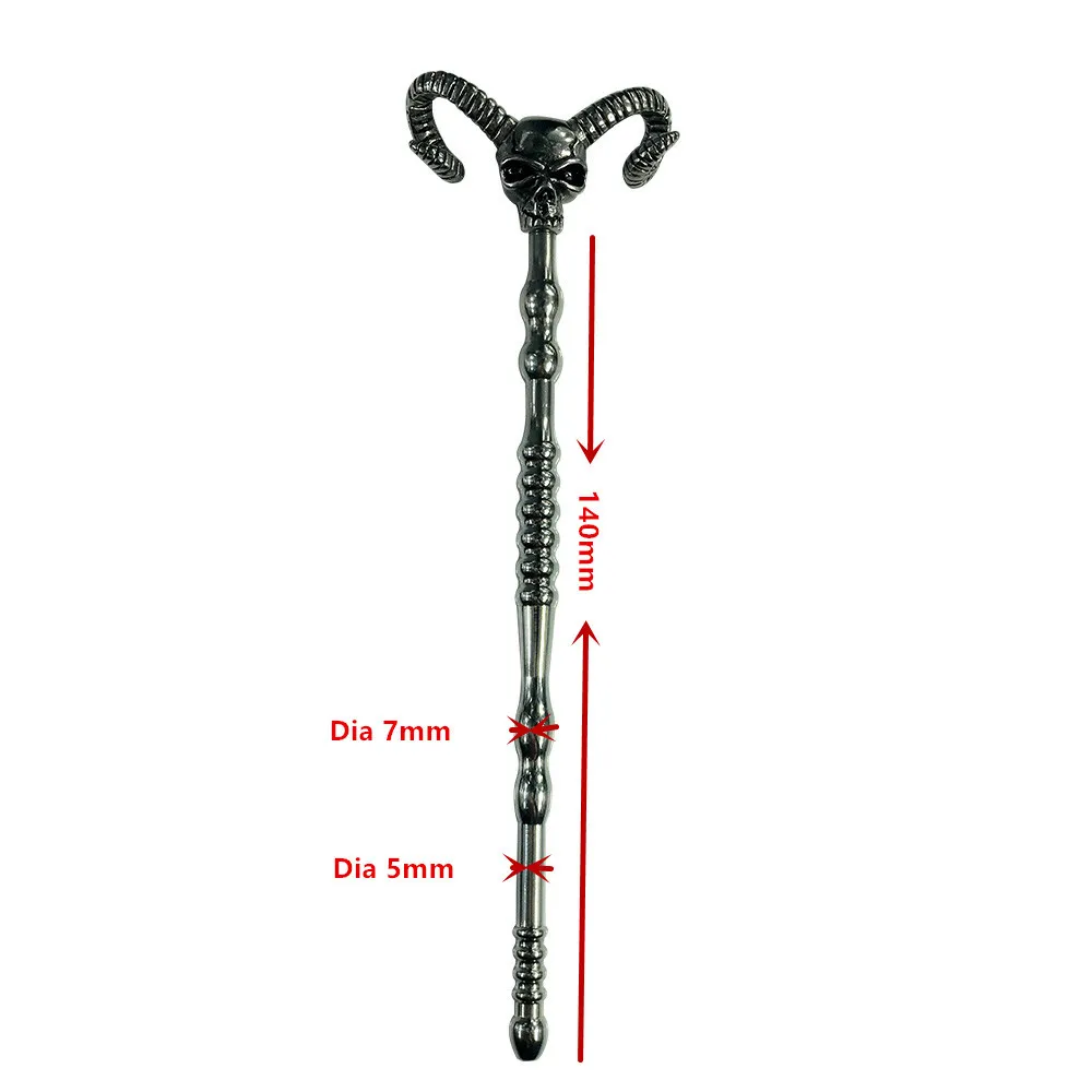 140mm New special design hollow Skull head water flowing metal penis plug stick catheter urethral sound dilators male sexy toys