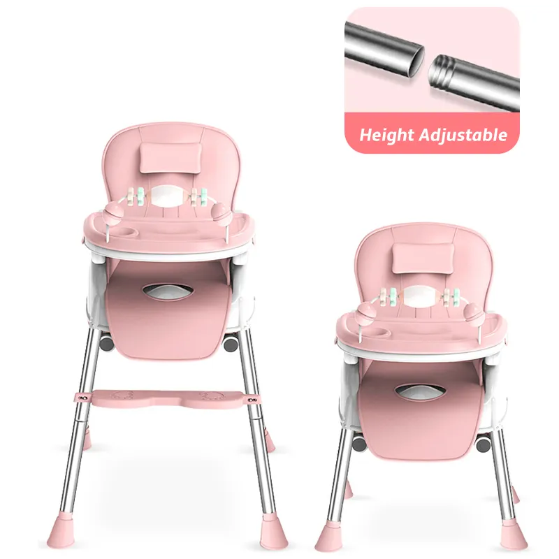 2in1 조절 식 트레이 접이식 휴대용 어린이 아기 하이 의자 휴대용 다기능 식사 의자 좌석 휠 636 개월 L6337052