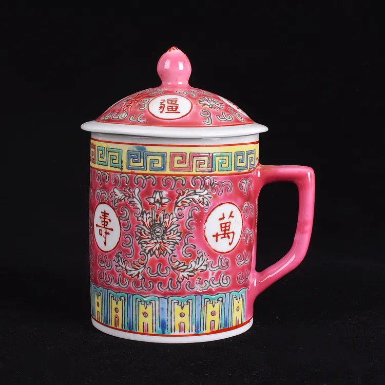 Copo de chá chinês tradicional do jingdezhen com a porcelana cerâmica da tampa caneca 200ml T200506