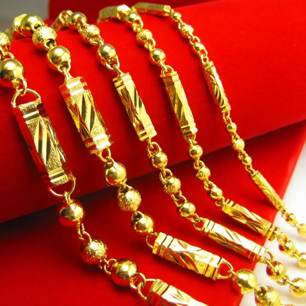 Collana a catena da uomo in oro giallo massiccio 18 carati, regalo di gioielli maschili classici hip-hop