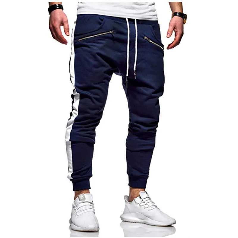 Pantalones de jogger para hombre Pantalones de pista flacos Pantalones de chándal de lana masculina Pantalones de chándal con cordón lateral Pantalones de sudor Pantalones de chándal negros 201106