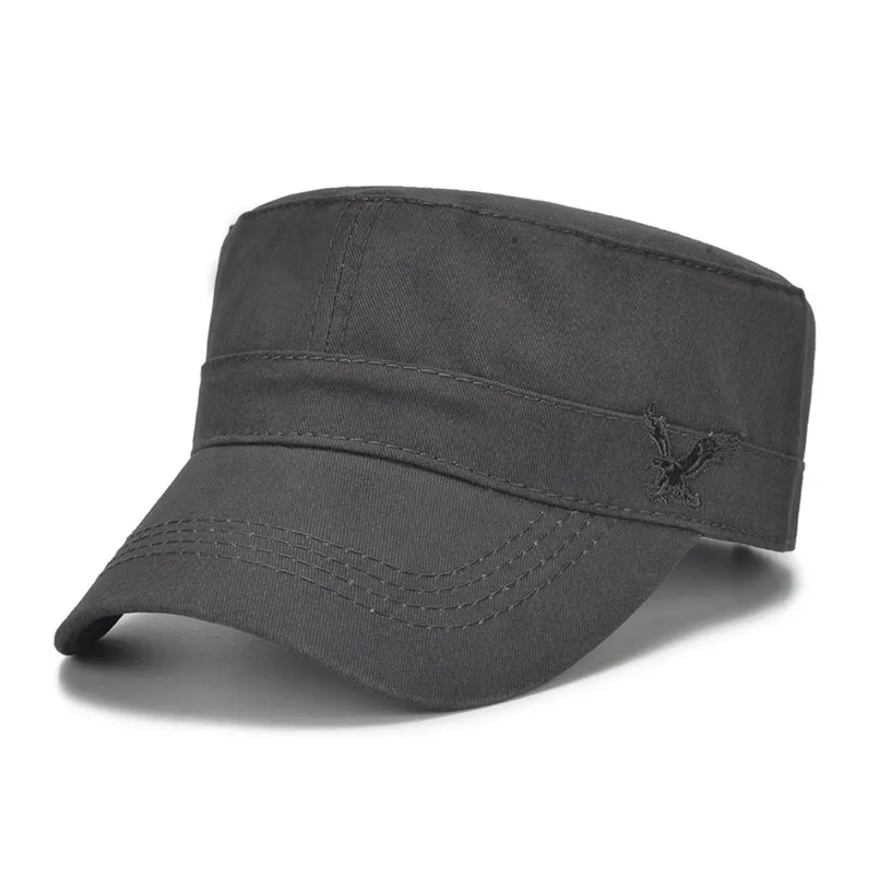 高品質の男性ヴィンテージフラットトップキャップ刺繍イーグルイーグル帽子豪華なカジュアル女性野球帽子コットンブラックアーミーキャップ201022124