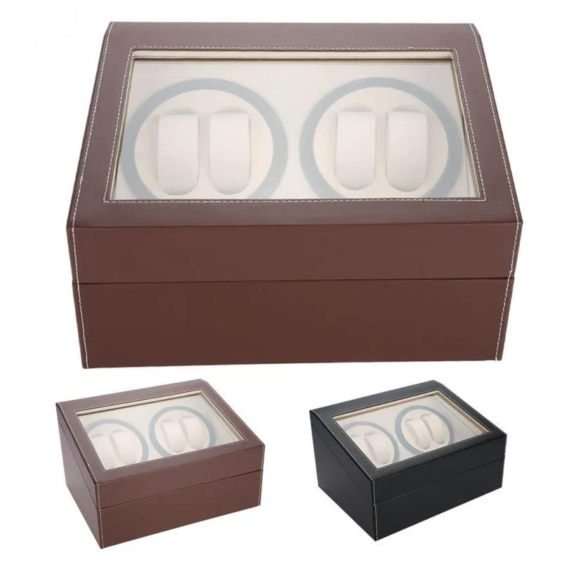 Multiple Rotation Display Boxes Electric Watch Winder For 4 Automatic Watches 6 Grids Storage Case Quiet Motor2671