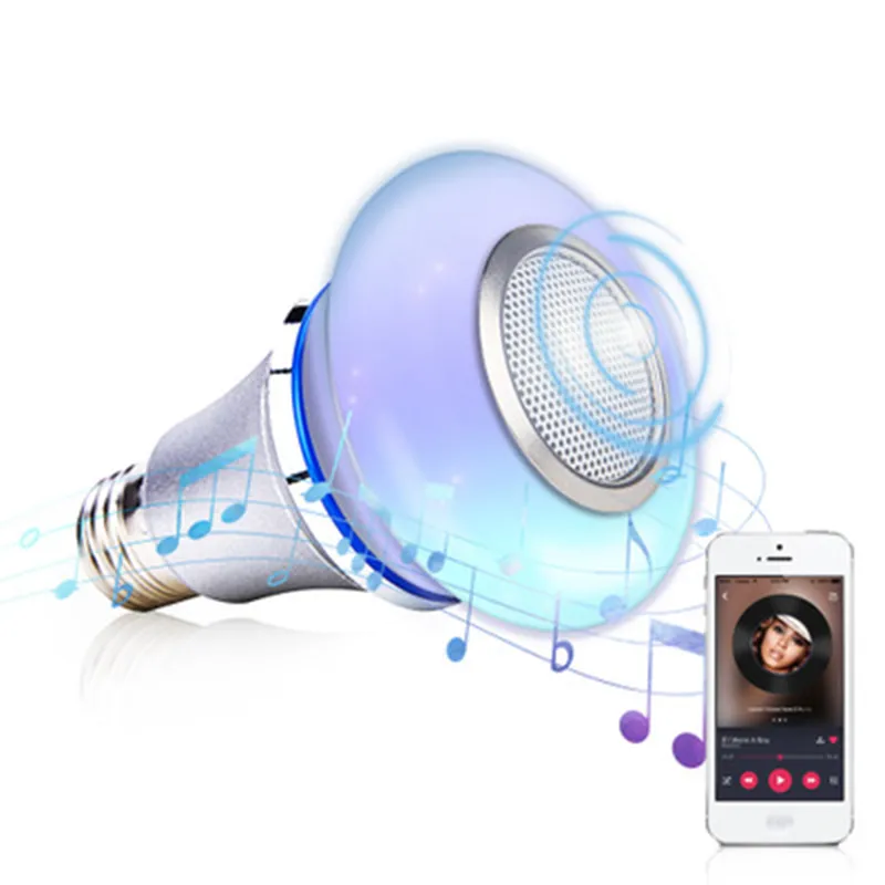 Bluetooth Lichtluidspreker vermenigvuldigen RGB Smart LED -lampen Synchrone muziekspeler -app of afstandsbediening E27 8W 12W281B