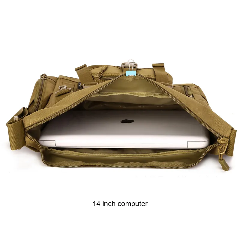 Protector Plus Tactical Sling Shoulder Bag,Waterproof Military Crossbody Bag,Men's Outdoor Travel Messenger Bag for 14" Laptop 220216