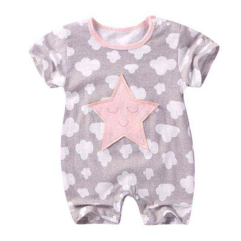 Baby romer bomull nyfödd kropp kostym sommar nya kortärmade tjejer kläder baby pajama pojkar jumpsuit rompers g1221