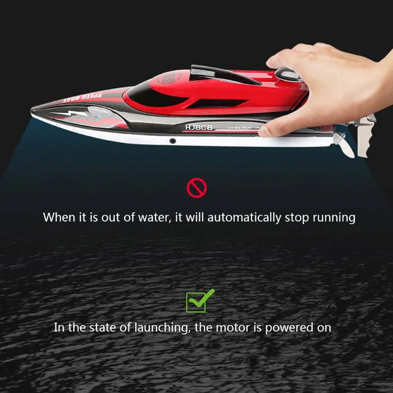 Barco a control remoto HJ808 de alta calidad, 25 km/h, 2,4G, barco de carreras con Control remoto de alta velocidad, barco de velocidad de agua, modelo de juguete para niños, regalo para niños