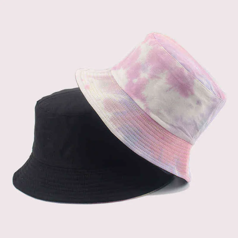 Adulto Bucket Chapéu Fisherman Chapéu Reversível Pesca Chapéu Colorido Graffiti Bob Caps Hip Hop Creative Tie Tye Gorros Homens Mulheres G220311