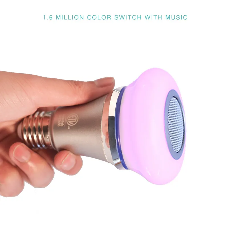 Bluetooth -glödlampans högtalare multiplicerar RGB Smart LED -glödlampor Synkron musikspelarapp eller fjärrkontroll E27 8W 12W237Z