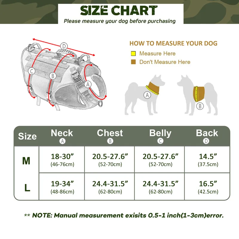 Tactical Dog Training Vest No Pull Pull Military Harnas Verstelbare Wandelen Werken voor Medium Large S 220221