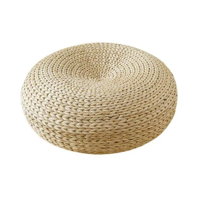 CushionDecorative Pillow Natural Straw Round Pouf Tatami Floor S Meditation Yoga Mat Chair Japanesestyle 220930