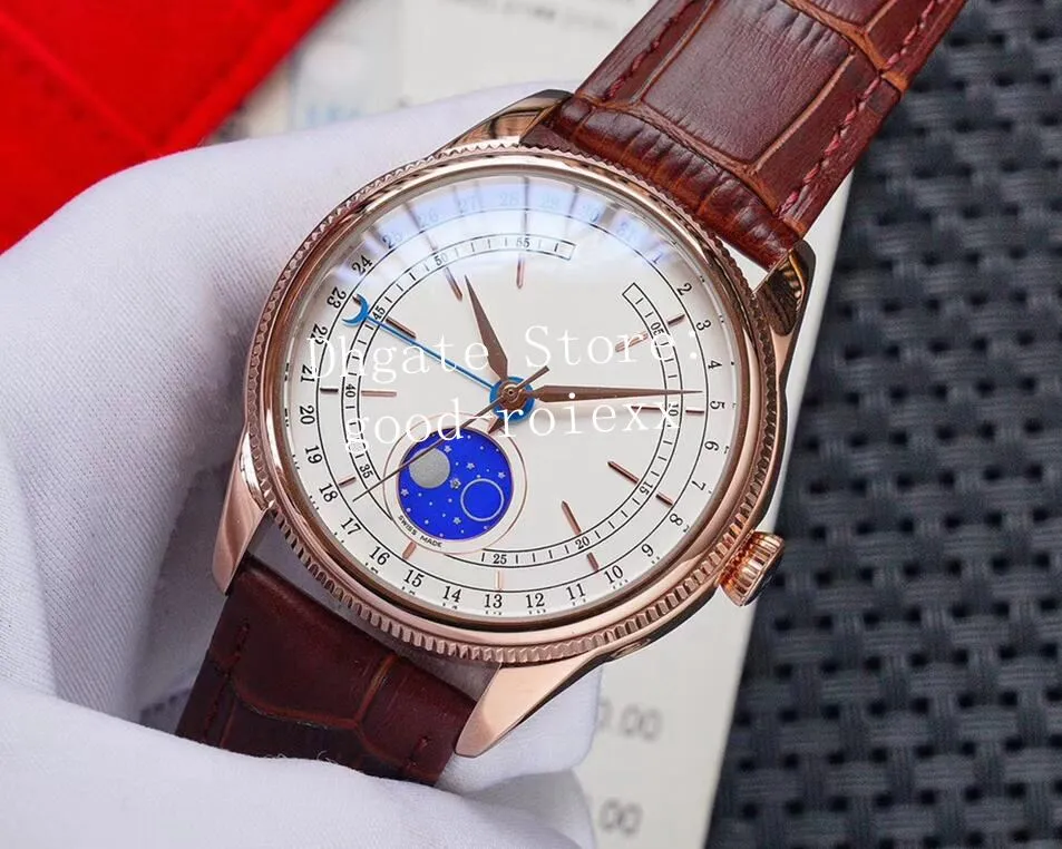 3 stijl horloges voor heren staal rosé goud mechanisch 2813 horloge heren Cellini 50535 leer emaille maanfase datum maanweergave 304N