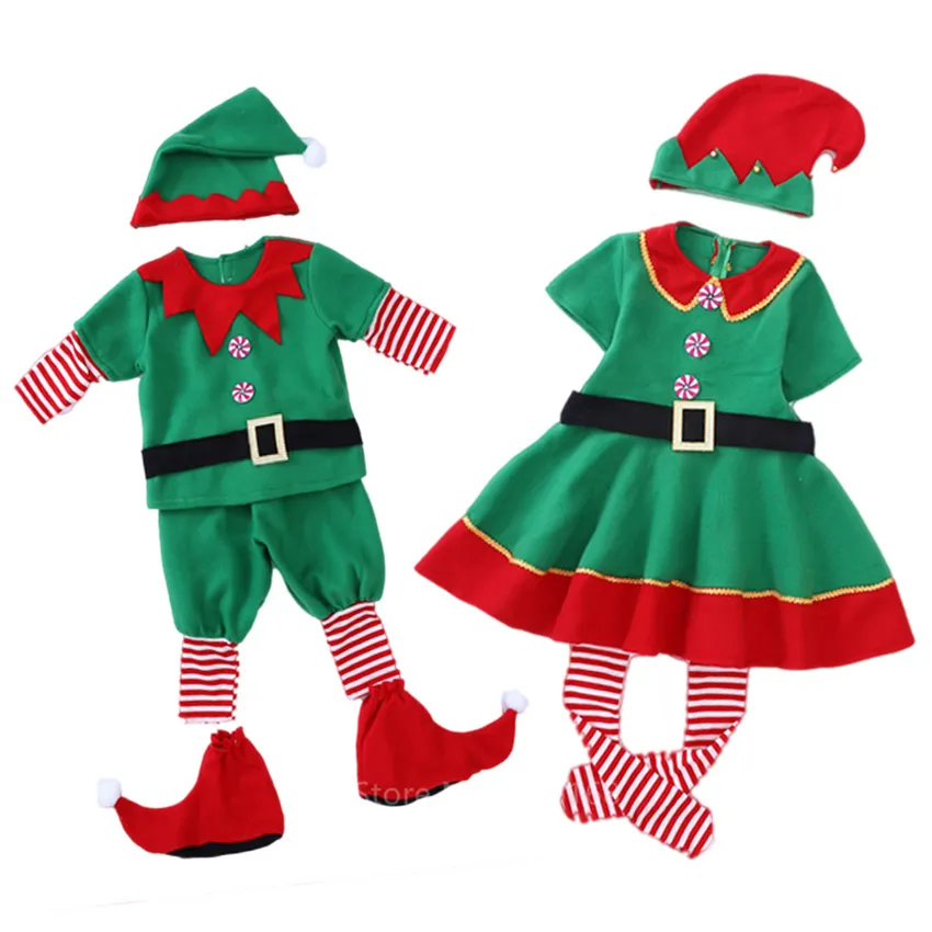Noel Elf Aile Eşleştirme Giysileri Anne Kızı Elbiseler Baba ve Oğul Yetişkin Noel Kostüm Yeni Yıl Cadılar Bayramı Partisi y2004255134