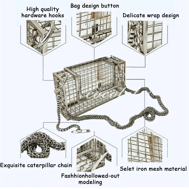 Ins oco para fora embreagem pássaro bolsa feminina tote gaiola de metal meninas sacos de alça superior bolsa moda festa bolsa saco de noite y201224287k
