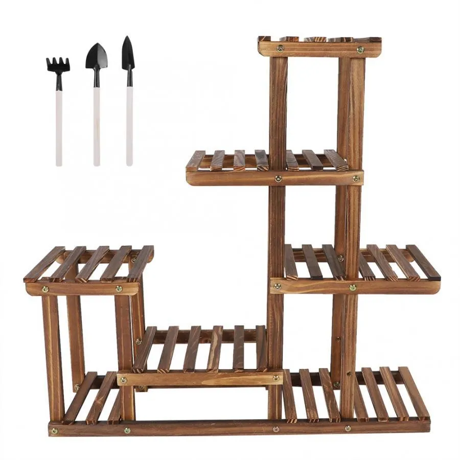 Multi-tiers Bloem Plant Houder Stand Rack Houten Plant Stand Balkon Tuin Bloem Plant stand Bonsai Display Plank C0125302n