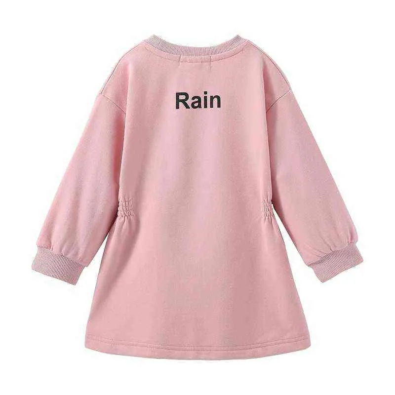 Mudkingdom Smock Girl Sweatshirt Dress Plain Long Sleeve for Girls Dresses Ribbed Solid Pullover Children Clothes Spring Autumn 211231
