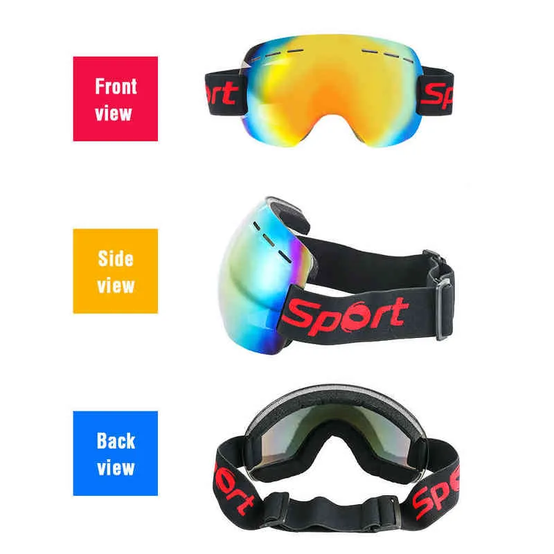 Vinterskidglasögon unisex snowboardglasögon Gear Skidsport Vuxen Eyewear Anti-dimma UV LAS ABS Ski Mask Outdoor Sport 220110