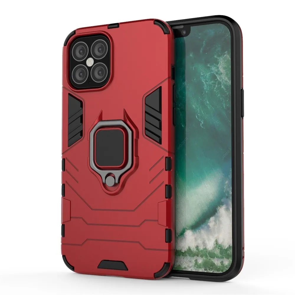 Shockproof Armor Case voor iPhone 12 Pro Max XS 12 Mini Hybrid Hard PC Soft TPU Roterende ringstandaard Herderkap voor iPhone 11 7 8 Plus Case