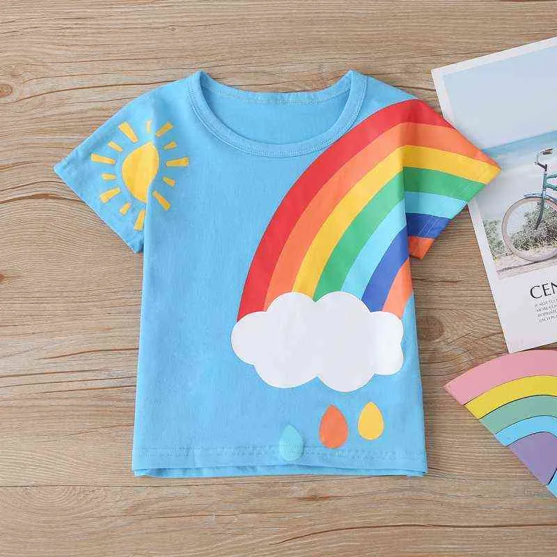 T-shirt con stampa arcobaleno bambini Cartoon Boy Girls Abbigliamento bambini Toddler Baby T-shirt a maniche corte Abbigliamento Summer Tees G1224
