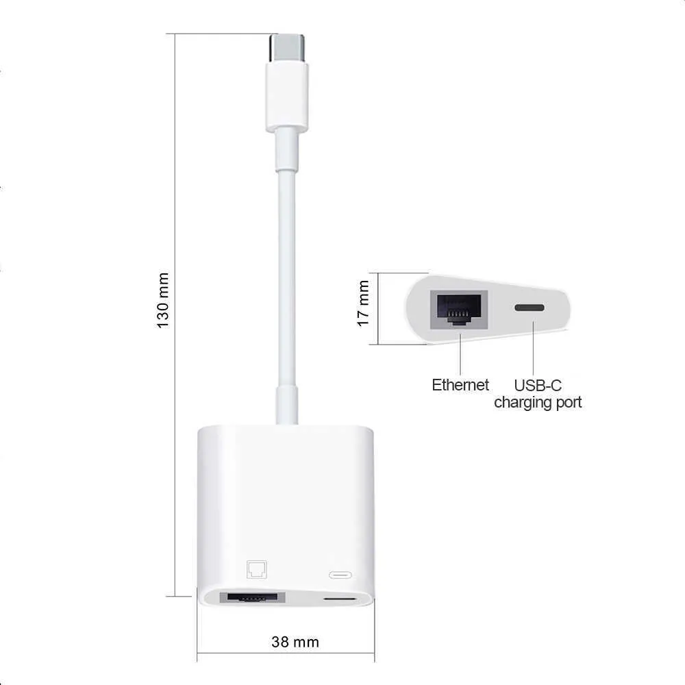 OTG Ethernet USB Adapter für USB C zu RJ45 Ethernet LAN Kabelgebundenes Netzwerk 100 MB/s Konverter für Andriod Typ-C-Port-Mobiltelefone