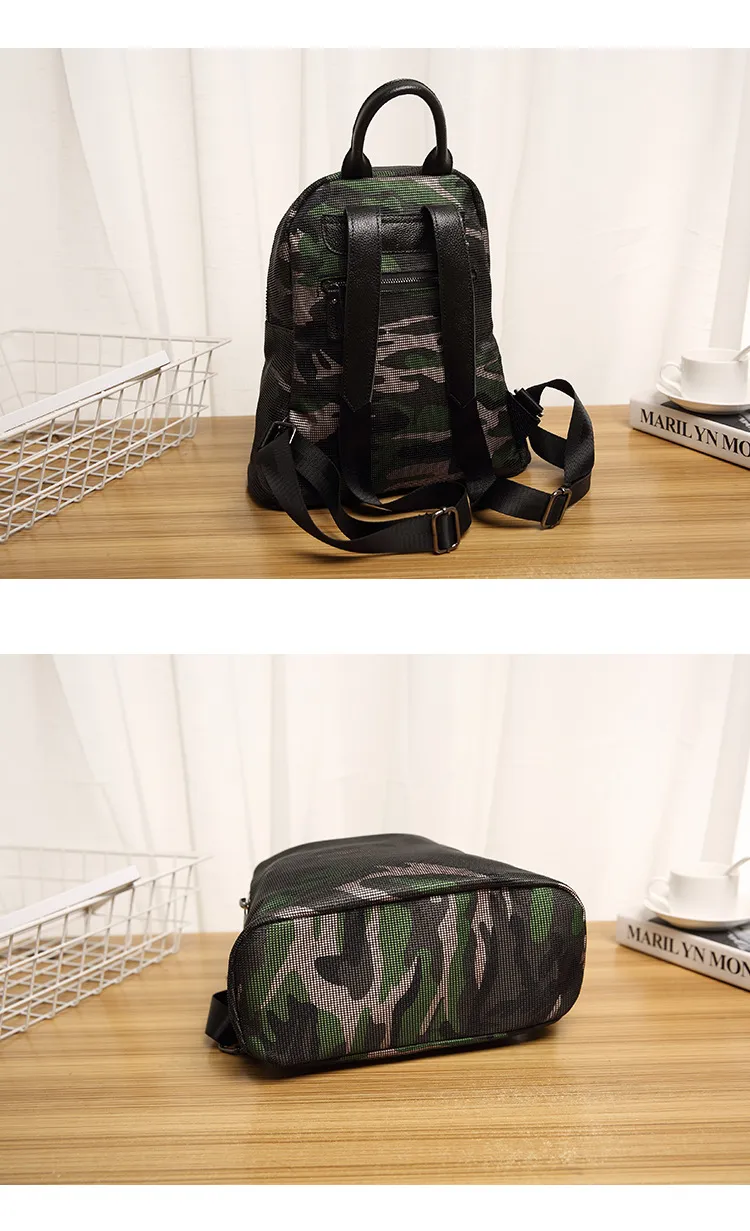 PVC Mesh Camouflage plecak Oxford Cloth Nylon Waterproof Torba Mężczyźni Mężczyźni Kobiety moda nowe paczki na zewnątrz wędrówki w całości Custom261s