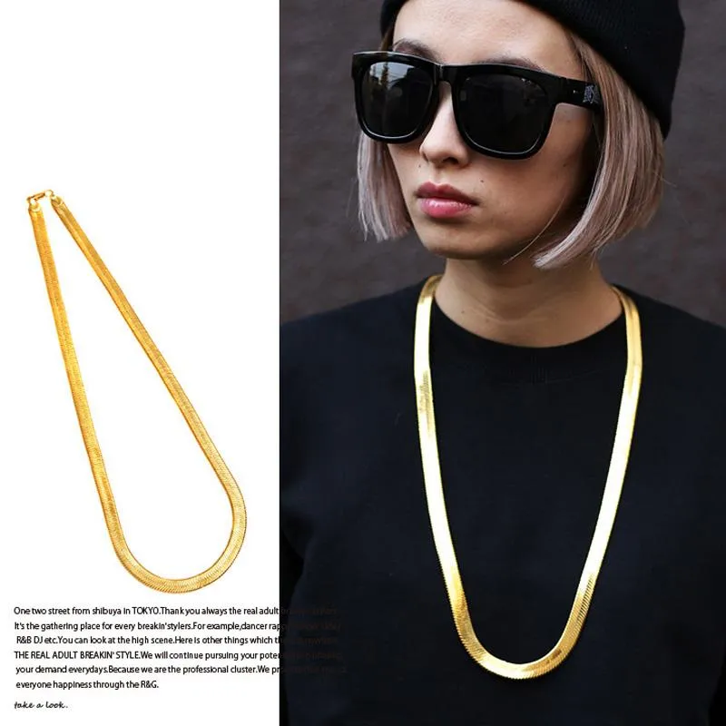 Chains Hip Hop 75cm Herringbone Chain Fashion Style 30in Snake Golden Necklaces Jewelry For Bar Club Male Female Gift1279l