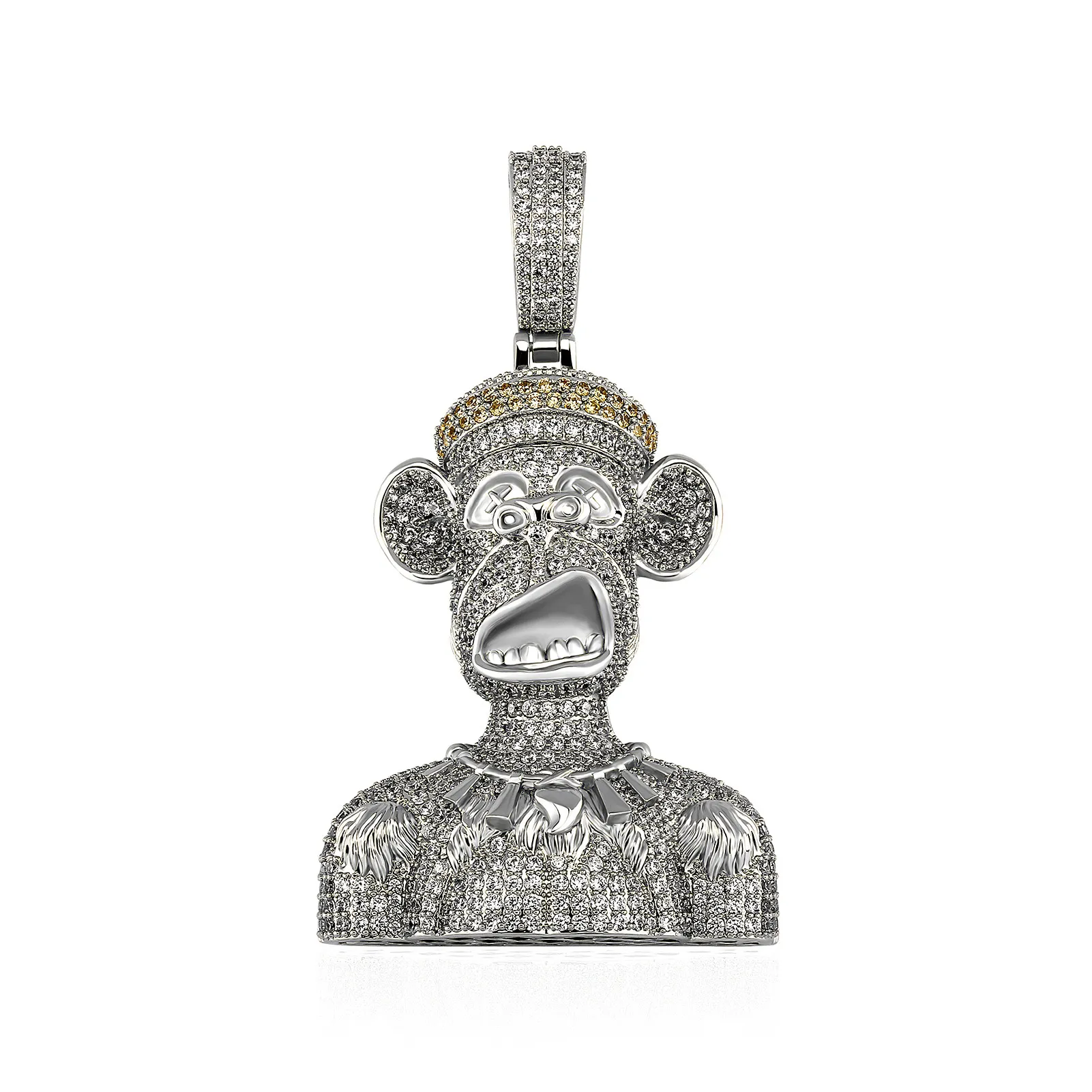 Iced Out Pendant Luxury Designer Jewelry Hip Hop Diamond Monkey Pendants med 24 -tums rostfritt stål repkedja för män kvinnor fash257c