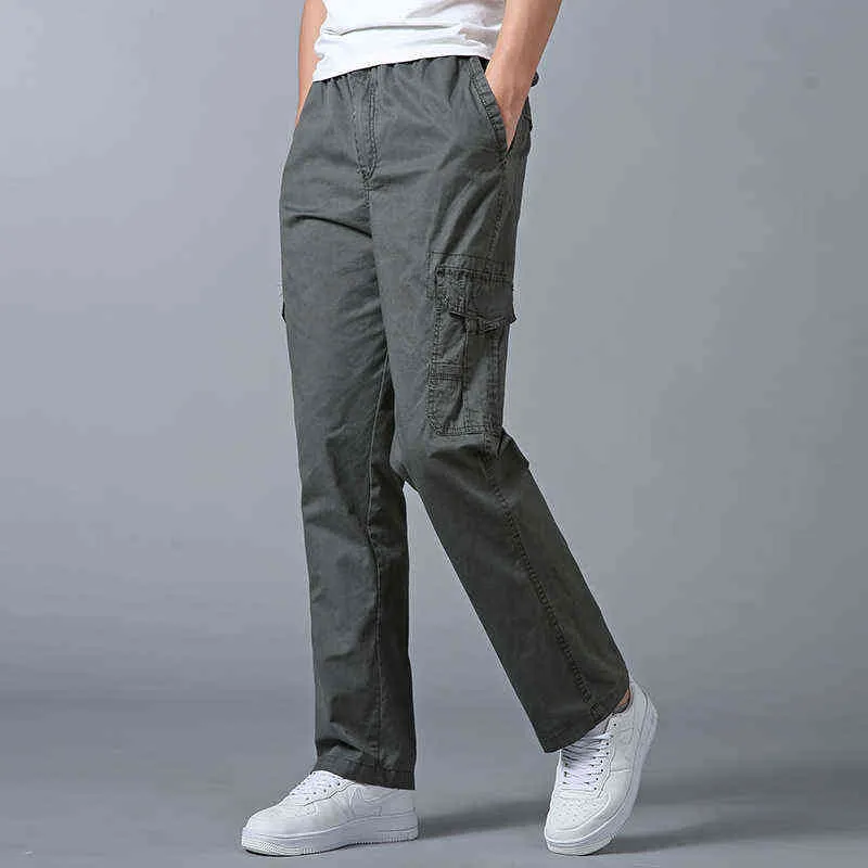 Pantaloni larghi estivi casual da uomo con coulisse Pantaloni in cotone con elastico in vita Fit Comfort cargo Dritto leggero Solid H1223