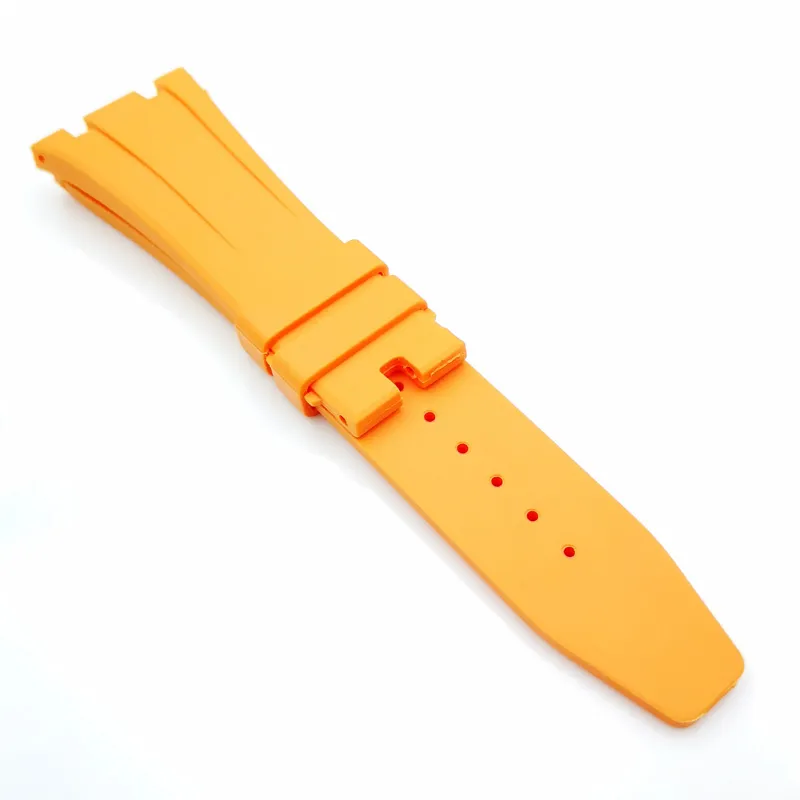 Bracelet de montre en caoutchouc de couleur Orange, 27mm, fermoir pliant de 18mm, taille de cosse AP, pour montre Royal Oak 39mm 41mm 15400 15390271L