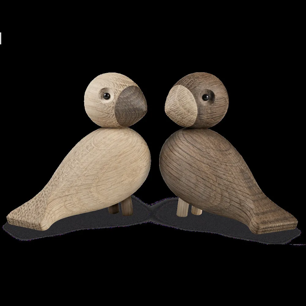 Danish Gifts Wooden Lovebird Figurines Nature Oak Wood Birds Colorful Statue Animal Figure Home Decoration Accessories New LJ200908
