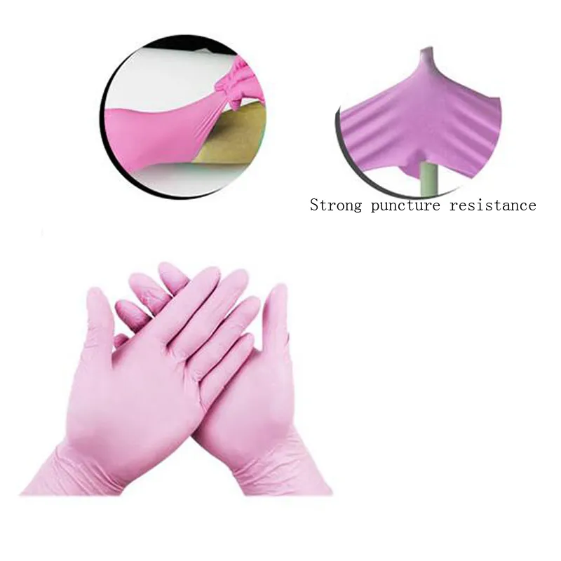 Jednorazowe dingqing Różowe gumowe rękawiczki lateksowe Dental Beauty Catering Odporny na olejem Rękawiczki spożywcze kwas i alkalia 22700