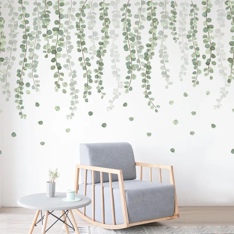 Stickers muraux de feuilles de rotin de style nordique pour chambre de salon