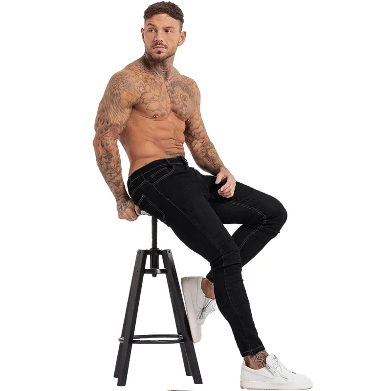 Gingtto erkek skinny jeans homme pantolon yüksek bel klasik hip hop streç eritir pantolon pamuk rahat yumuşak tam uzunluk ZM141 201111