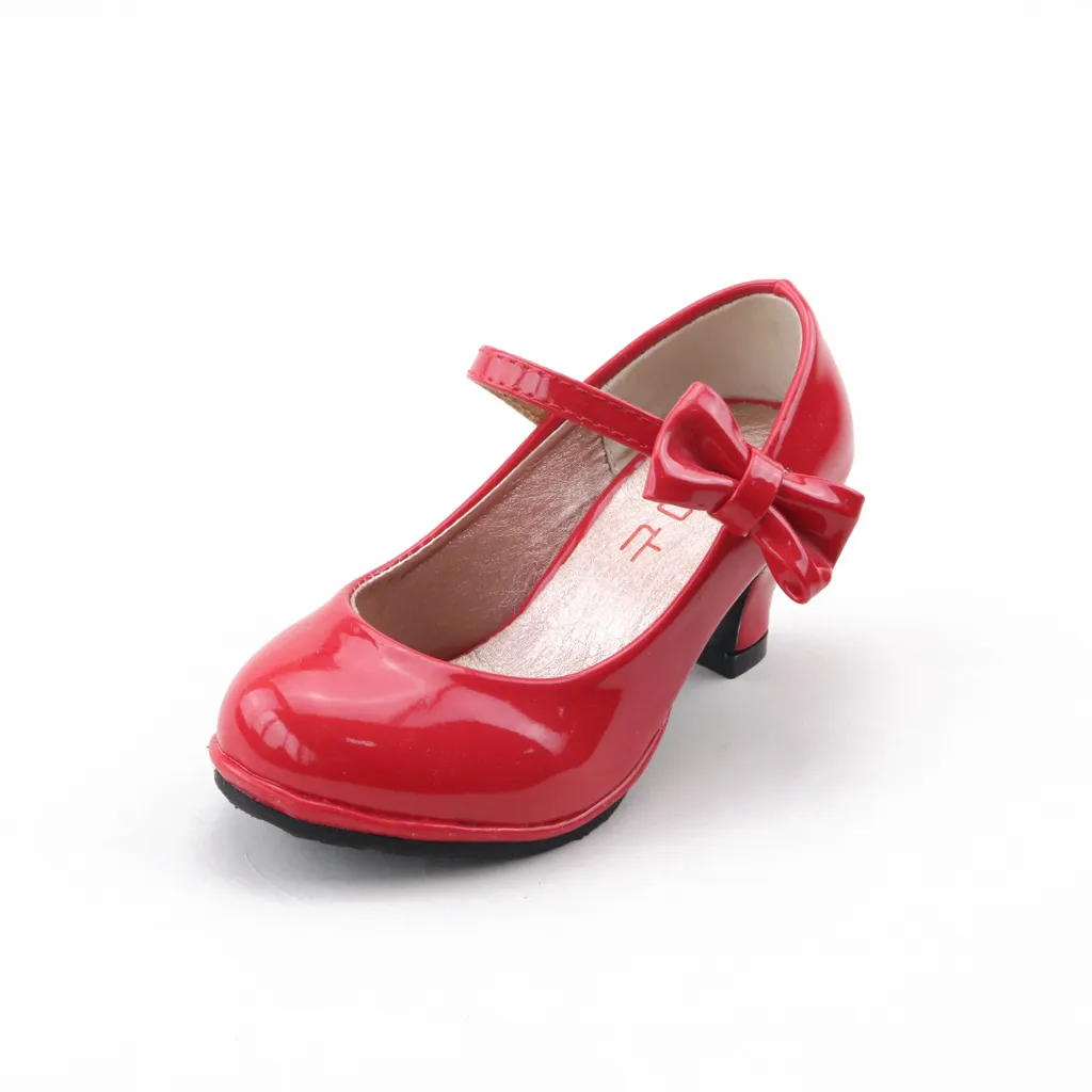 어린이 뜨거운 판매 공주 신발 소녀 파티 활 신발 반짝이 단색 솔리드 컬러 아이들을위한 높은 굽 패션 신발 크기 26-35 201113