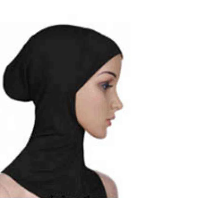 Hijab Scarf Pure Color Muslim Cap Full Cover Inner Hijab Neck Head Modal Wraped Cap Kvinnor Scarves 35 * 24cm Y220228