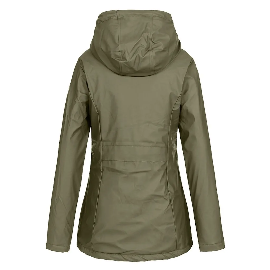 Manteau long femmes automne hiver chaud femmes solide pluie extérieure capuche imperméable pardessus dame coupe-vent manteau # 4 T200111