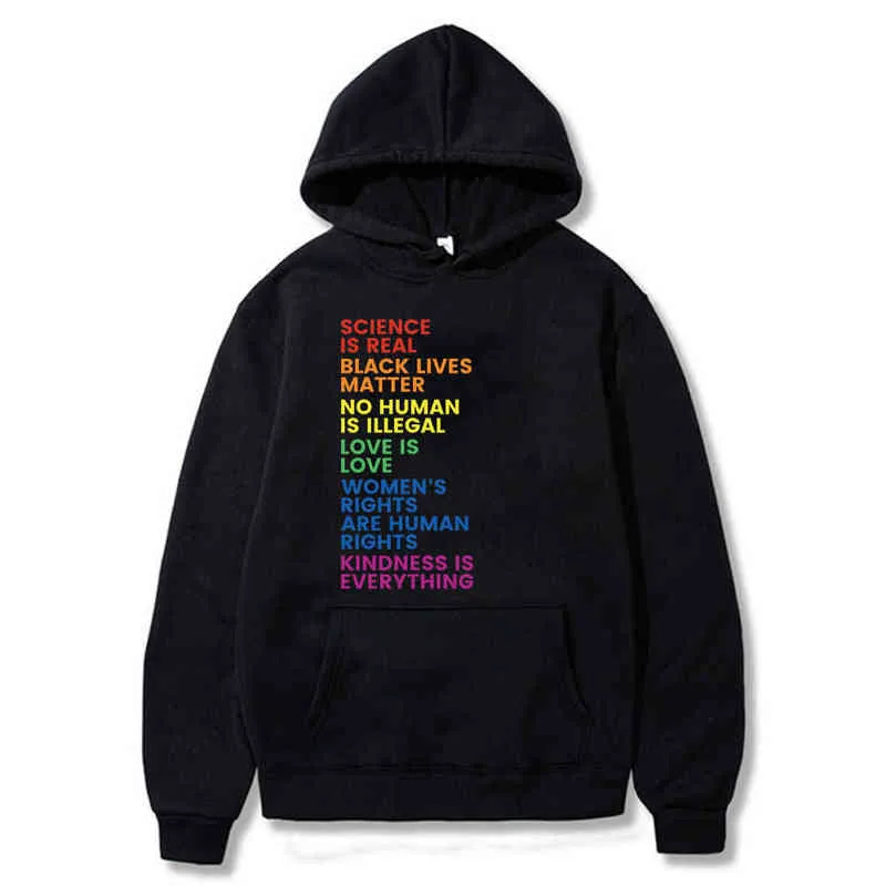 Vetenskap är riktigt Svart Livs Matter BLM Tees LGBT Pride June Hoodies Hooded Sweatshirts Mysiga toppar Pullovers H1227