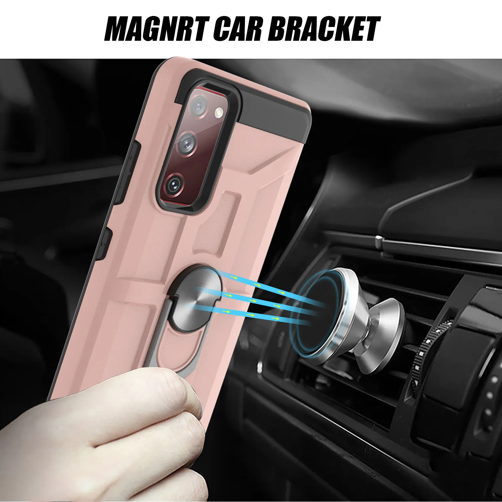 Magnetische metalen Ring Stand Armor Shockproof Cases voor Samsung Galaxy S20 FE 5G Zachte TPU Harde PC beschermende achterkant Coque Fundas