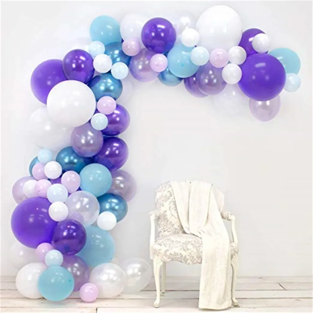 77 % Ice Party Leveringen Sneeuwvlok Witblauw Purple Latex Ballon Garland Arch Kit voor Ice Princess Party Decoration T200526