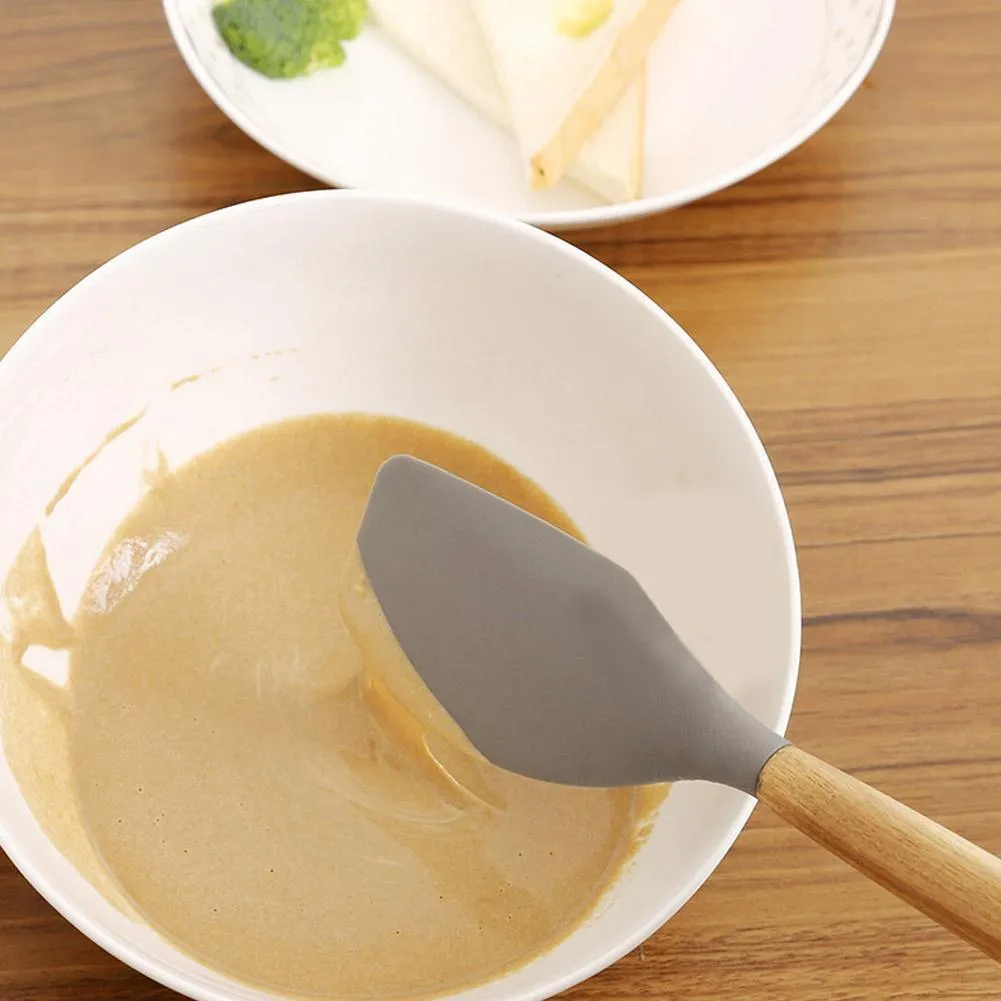 5шт/установленная силиконовая посуда деревянная ручка для кулинарного салата.