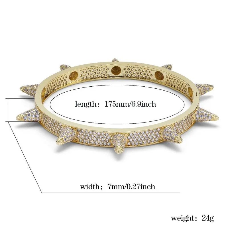 TOPGRILLZ pointes Rivet Stud hommes bracelets de charme bracelet glacé or argent couleur Hip Hop Punk gothique Bling bijoux 2202222490