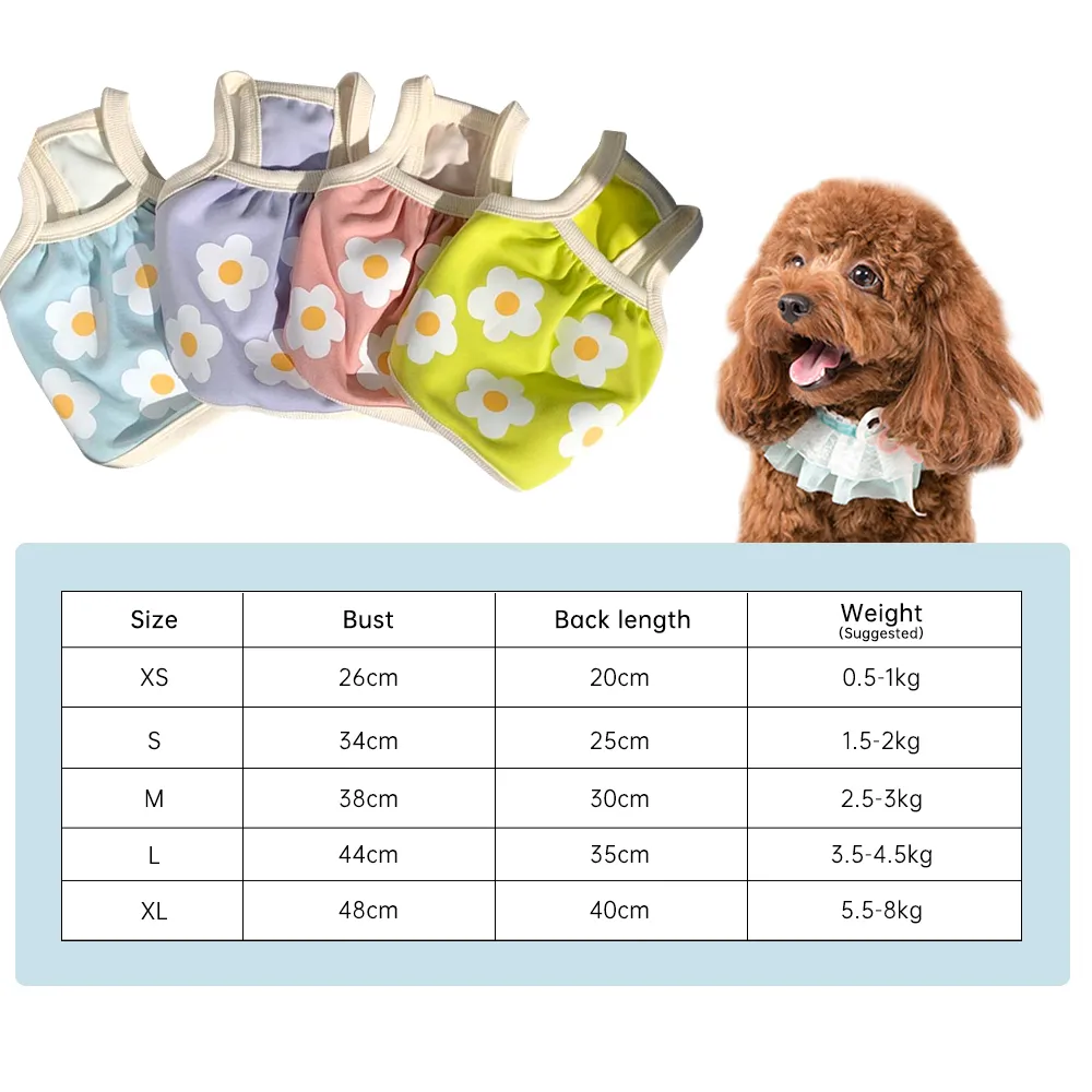 Summer Flowers Printing Clothes For Dog Shirt Outdoor Cartoon Tshirt Vests Small Medium Puppy Y200917