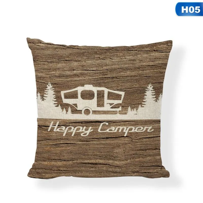 Campers Camp Cushion Cover Bawełna pościel szczęśliwi obozowicze Rzuć poduszkę na sofę do domu dekoracyjna poduszka 238y
