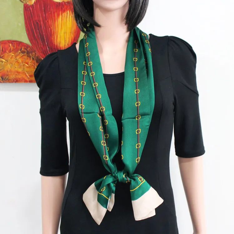 Превосходный модный женский галстук из натурального шелка, шарф в полоску, тонкие узкие квадратные двусторонние маленькие шарфы 145, 15, женские весенне-осенние аксессуары294O